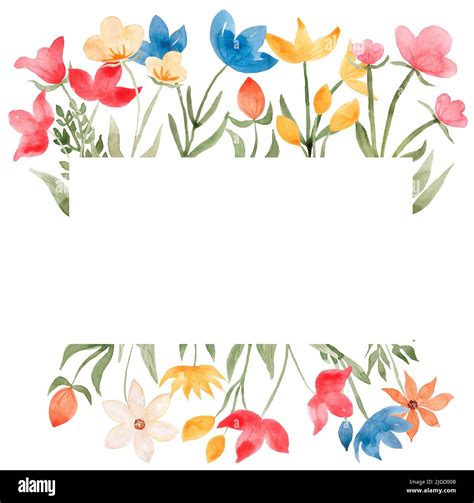 Watercolor Flower Border Clip Art