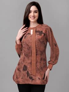 GUFRINA Casual Self Design Women Brown Top - Buy GUFRINA Casual Self ...