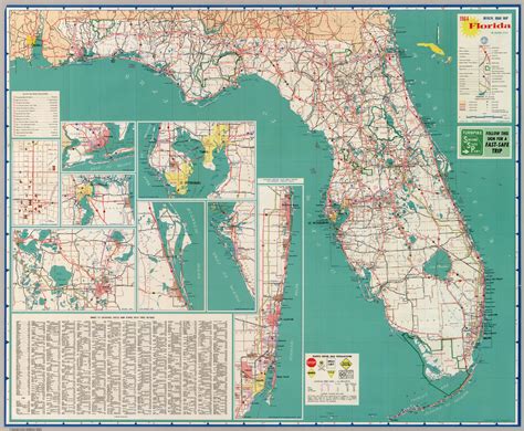 1964 Official Road Map Florida The Sunshine State. Lithographed by ...
