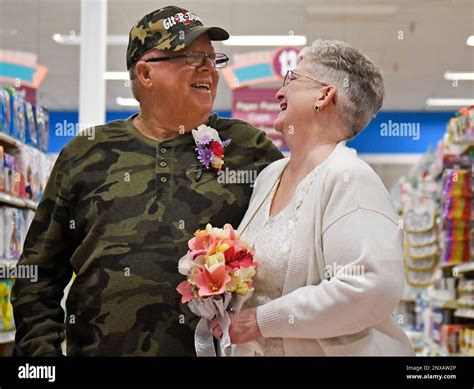 In this April 1, 2018 photo, Larry Spiering and Becky Smith smile where they held their wedding ...
