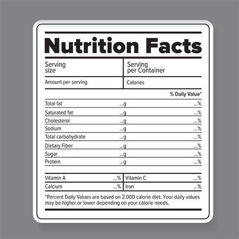Blank Nutrition Facts Label Template