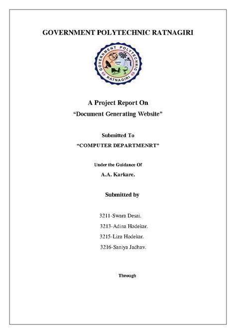 CPP Report - GOVERNMENT POLYTECHNIC RATNAGIRI A Project Report On ...