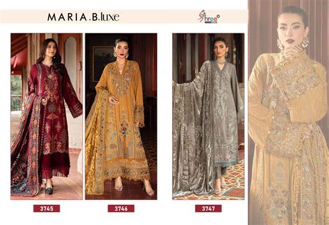 Shree Maria B Luxe 3745 To 3747 Cotton Pakistani Salwar Suit