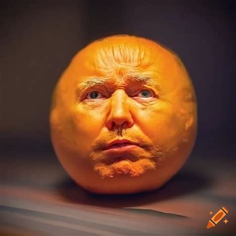 Depiction of a satirical orange with Donald Trump's face on Craiyon