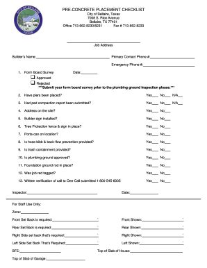 Image result for Pre Concrete Placement Checklist