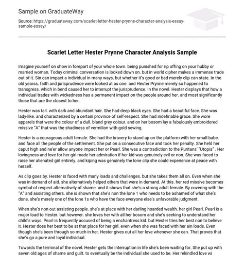 ⇉Scarlet Letter Hester Prynne Character Analysis Sample Essay Example ...