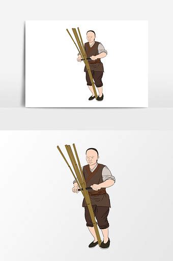卡通收获古人拿着斧子砍树免抠元素PNG图片素材下载_元素PNG_熊猫办公