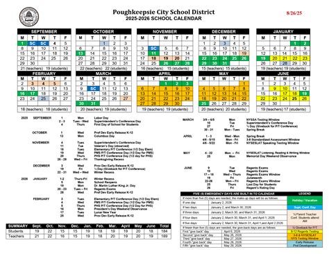 Poughkeepsie City School District Calendar 25-26 Revised pdf - EduCounty