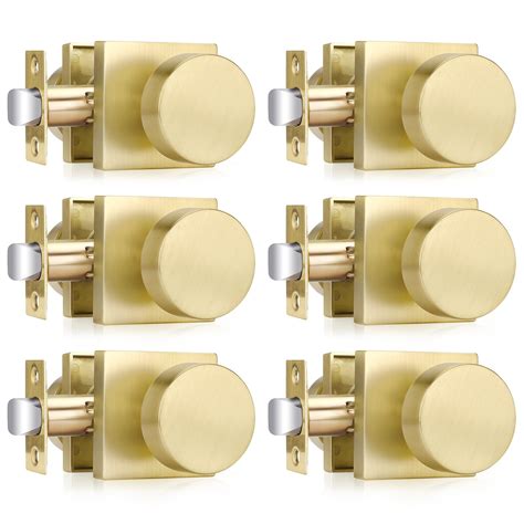 Haidms Gold Passage Door Knobs, Heavy Duty Square Brass Hall and Closet ...