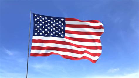 Waving flag of USA on blue sky background 15548635 Stock Video at Vecteezy
