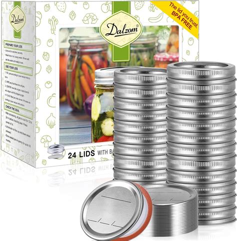 Dalzom 48Pcs Wide Mouth Canning Lids with Rings, Premium Mason Jar Lids ...