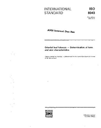 ISO 8043:1990, Oriental leaf tobacco - Determination of form and size ...