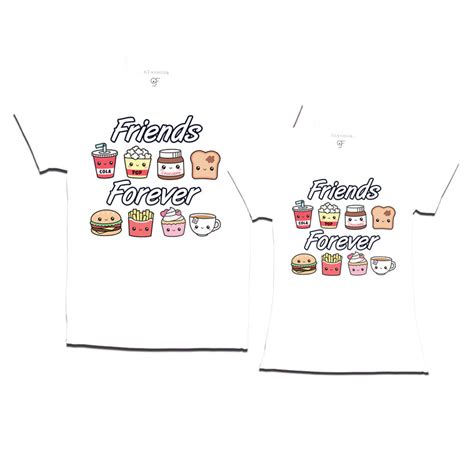Buy Friends Forever T-shirts | fries burger coffee cake choclate bread ...