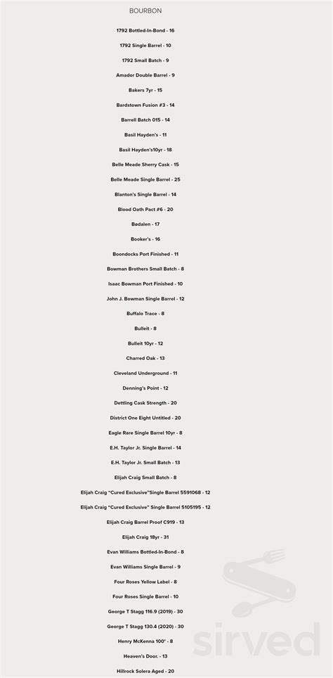 Cured 18th & 21st menu in Columbia, Maryland, USA