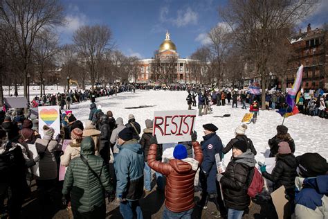 Hundreds gather in Boston for 'No Kings on Presidents Day' protest ...