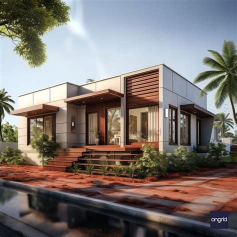 Corner Plot Single Floor Modern Elevation – Ongrid Design