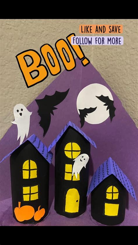 3d haunted house using toilet paper rolls tissue roll haunted house diy ...