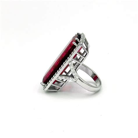 Red Tourmaline Rubellite 25.5 Carats with Pave Diamonds Paradizia Ring For Sale at 1stDibs ...