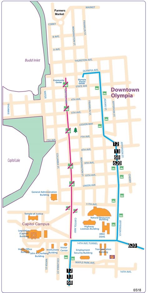 Downtown Olympia: Routes on Detour for the Pride Parade Sunday, June 10, 2018 | Intercity Transit