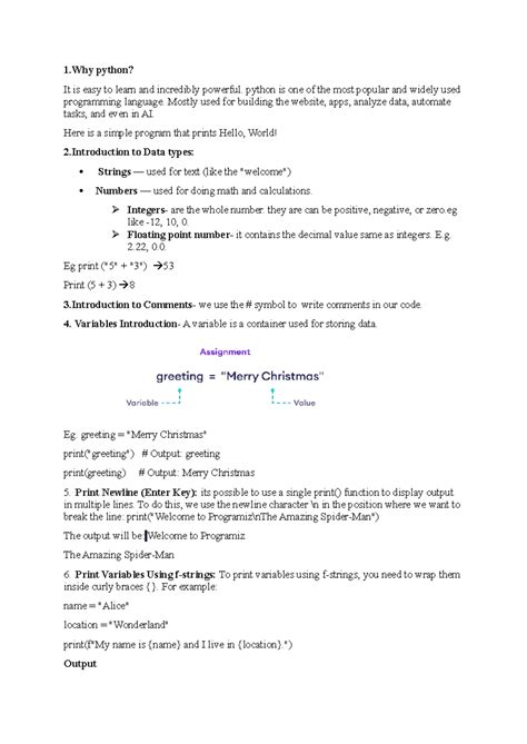 AWD 101: Intro to Python Programming Notes - Studocu