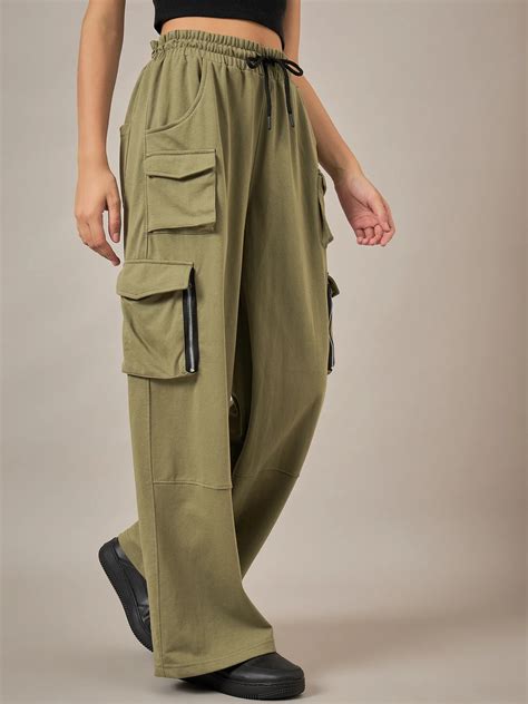 Women Olive Baggy Fit Pant | Reprise India | Reprise