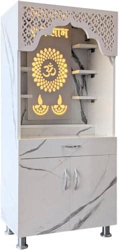 SHLOK Modern Temple with Decorative LED Light Engineered Wood Home ...