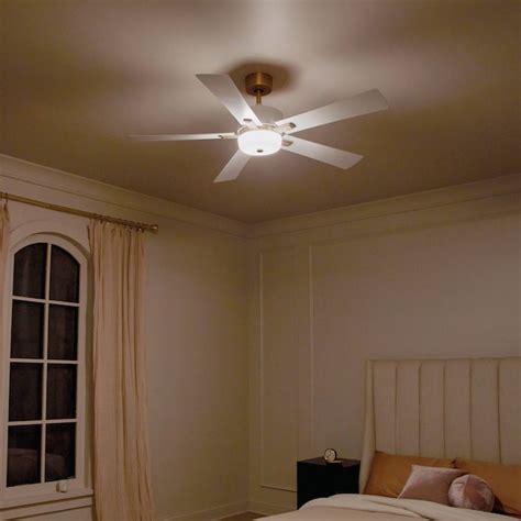 Kichler Icon 56-in Brushed Natural Brass with White with Natural Brass ...
