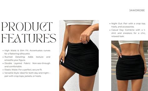 Buy Jawdrobe Women's Stretch High Waist Ruched Bodycon Double Layer ...