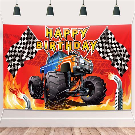 Buy Monster Truck Backdrop Monster Truck Party Supplies Background ...