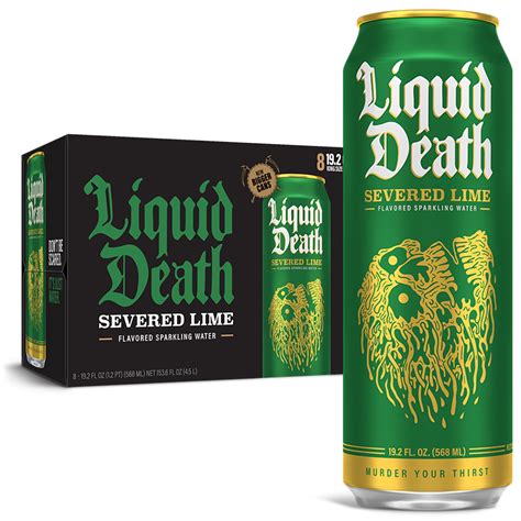 Liquid Death Severed Lime Sparkling Water, Lime Flavor, Low-Calorie, 19 ...