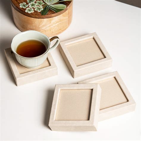ESQ Living Dotted Glass Coasters, Set of 4 - Beige | Modern Quests