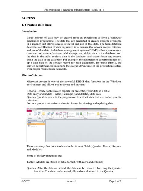 Image result for Access Tutorial PDF