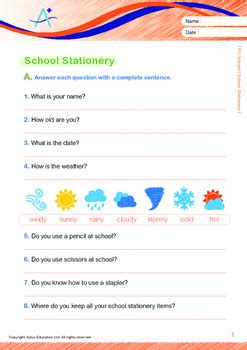 School Stationery for Grade 1 的图像结果