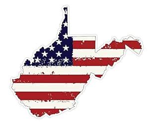 West Virginia State (J48) USA Flag Distressed Vinyl Decal Sticker Car ...