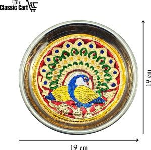 The Classic Cart Steel Meenakari Pooja Thali | Small Bhog Pooja Thali ...