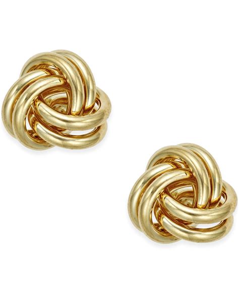 Macy's Love Knot Stud Earrings In 10k Gold in Gold (Yellow Gold) | Lyst