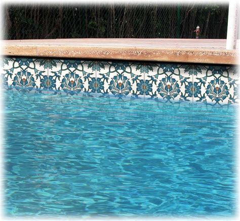 blue pool waterline tile ideas