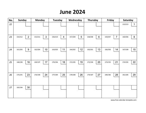 June Calendar 2024 Printable with checkboxes (horizontal) | Free ...