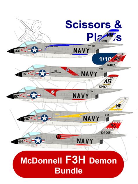 1/100 snp McDonnell F3H Demon Bundle Paper Model - EcardModels