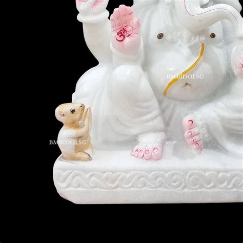 White Marble Ganesh Ji Murti in the Sitting posture in Vietnam Marble ...