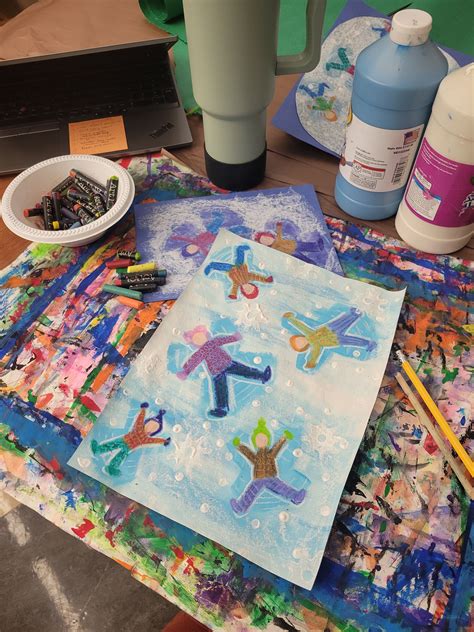 Snow Angels Project: Winter Elementary Art Lesson | Art lessons ...