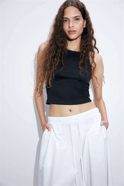 Ribbed vest top - Black - Ladies | H&M IN