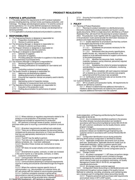 Image result for Product Realization Procedure Example