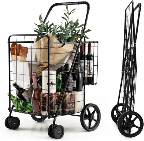 Amazon.com: HOMGX Flat Folding Shopping Cart, 130 LBS Heavy Duty ...