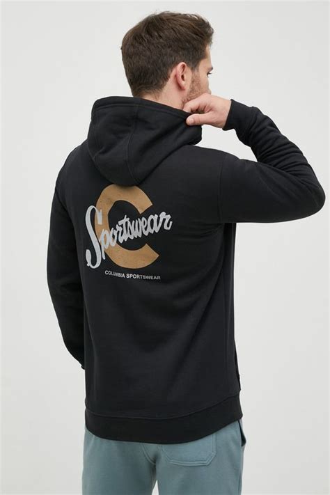 Columbia bluza CSC Basic Logo męska kolor czarny z kapturem z nadrukiem ...