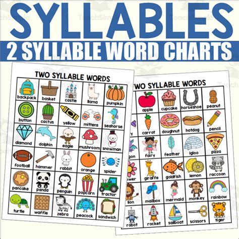 Two Syllable Word Charts by Teach Simple