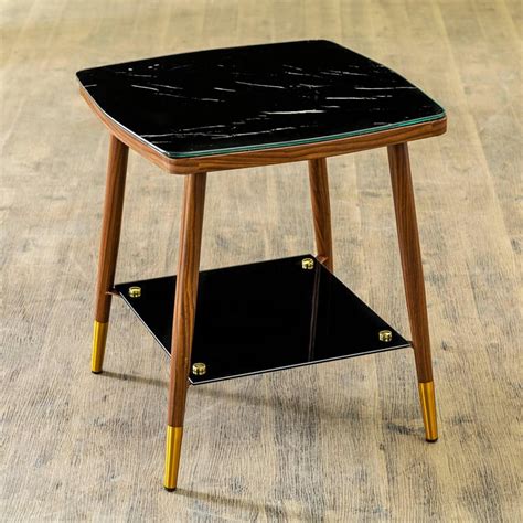 Buy Noir Novelty Tempered Glass Top Accent Table - Black from Home ...