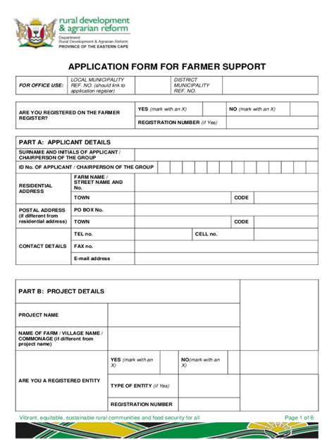 Fillable Online APPLICATION FORM FOR FARMER SUPPORT Fax Email Print ...