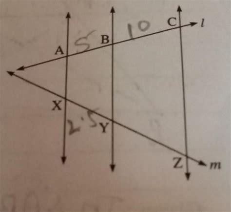 In the figure line AX || line BY|| line CZ and line l and line m are ...
