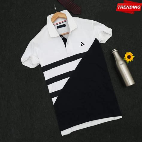 Men's White & Black 3-Stripe Polo T-Shirt – sparkcolours